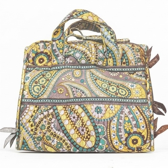 Vera Bradley Handbags - Vera Bradley Yellow and Green Paisley Lemon Parfait hanging Travel toiletry Bag